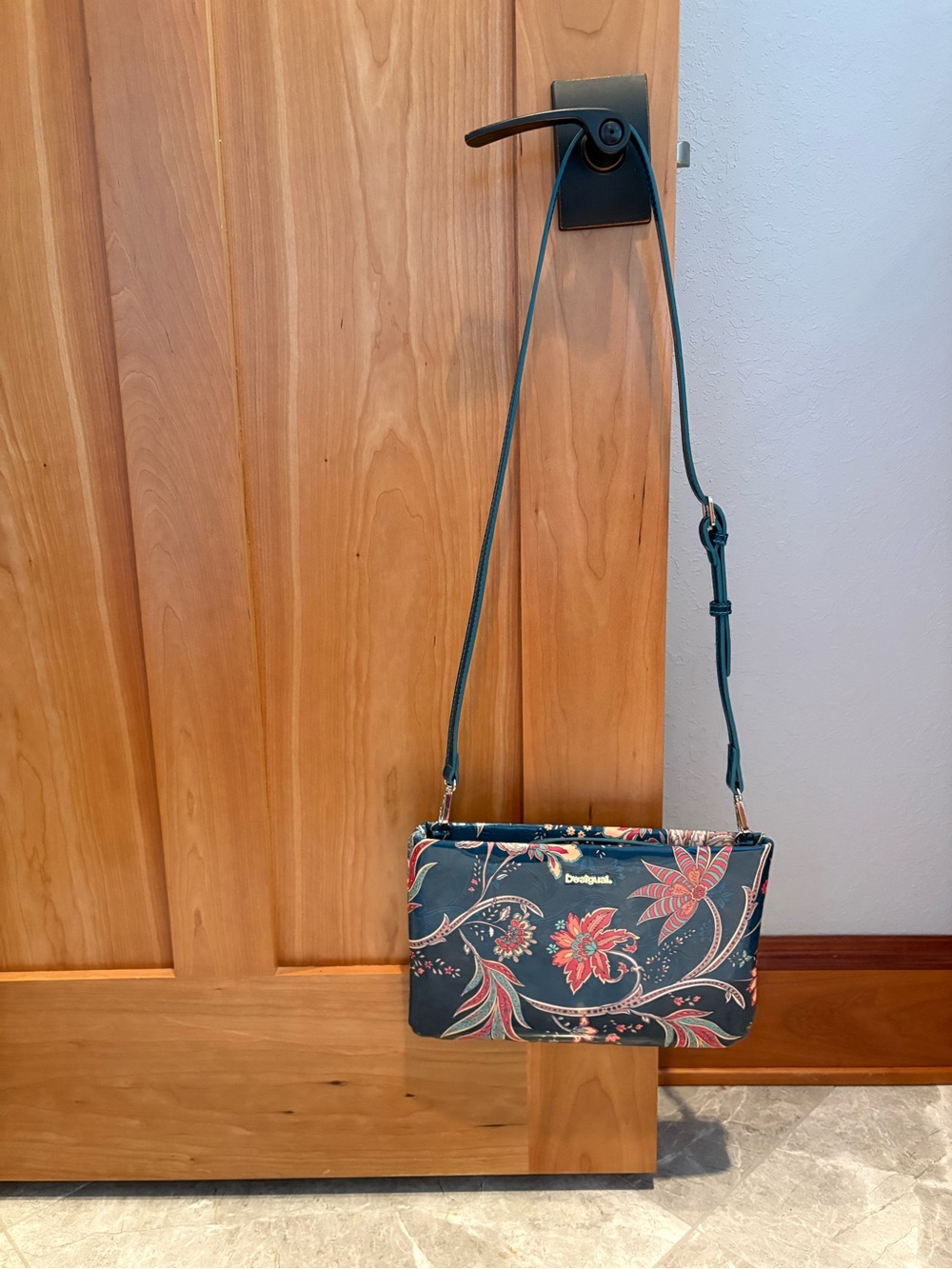 Desigual Teal Floral Pattern Crossbody Bag